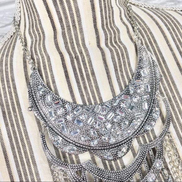 Silver & Rhinestone Boho Statement Necklace - Picture 2 of 6